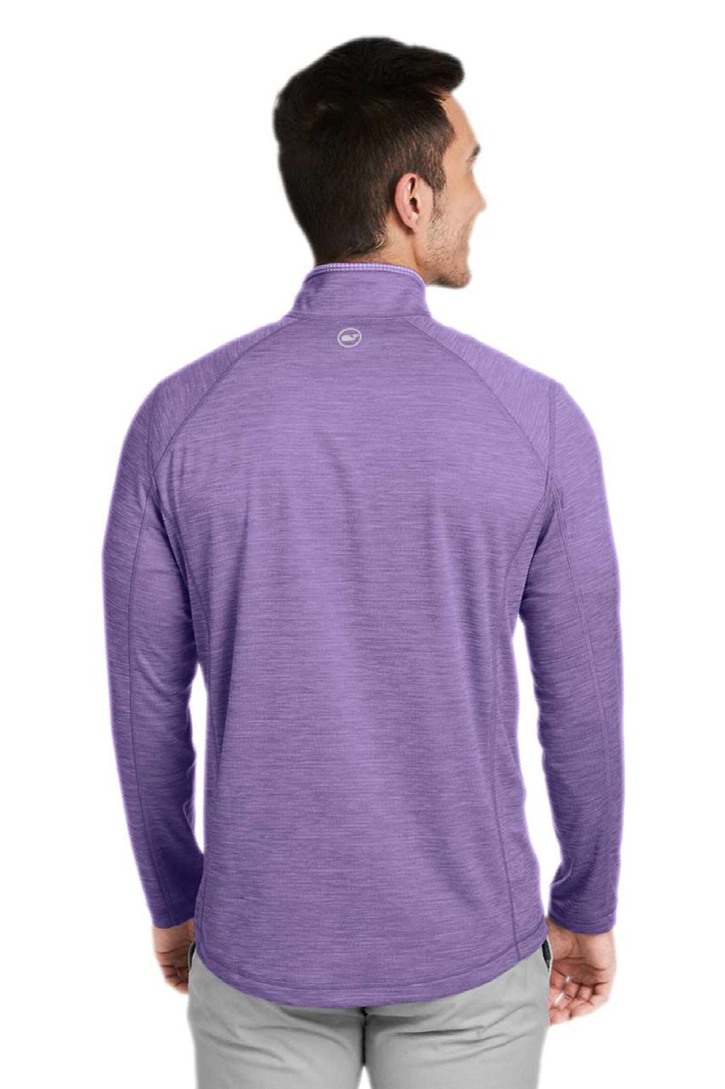 Vineyard Vines K002709 Mens Sankaty 1/4 Zip Sweatshirt Collegiate Purple Model Back