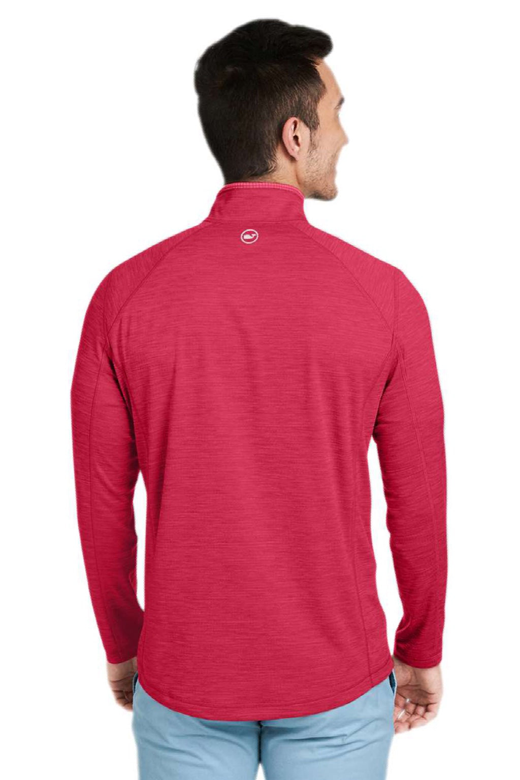 Vineyard Vines K002709 Mens Sankaty 1/4 Zip Sweatshirt Collegiate Red Model Back