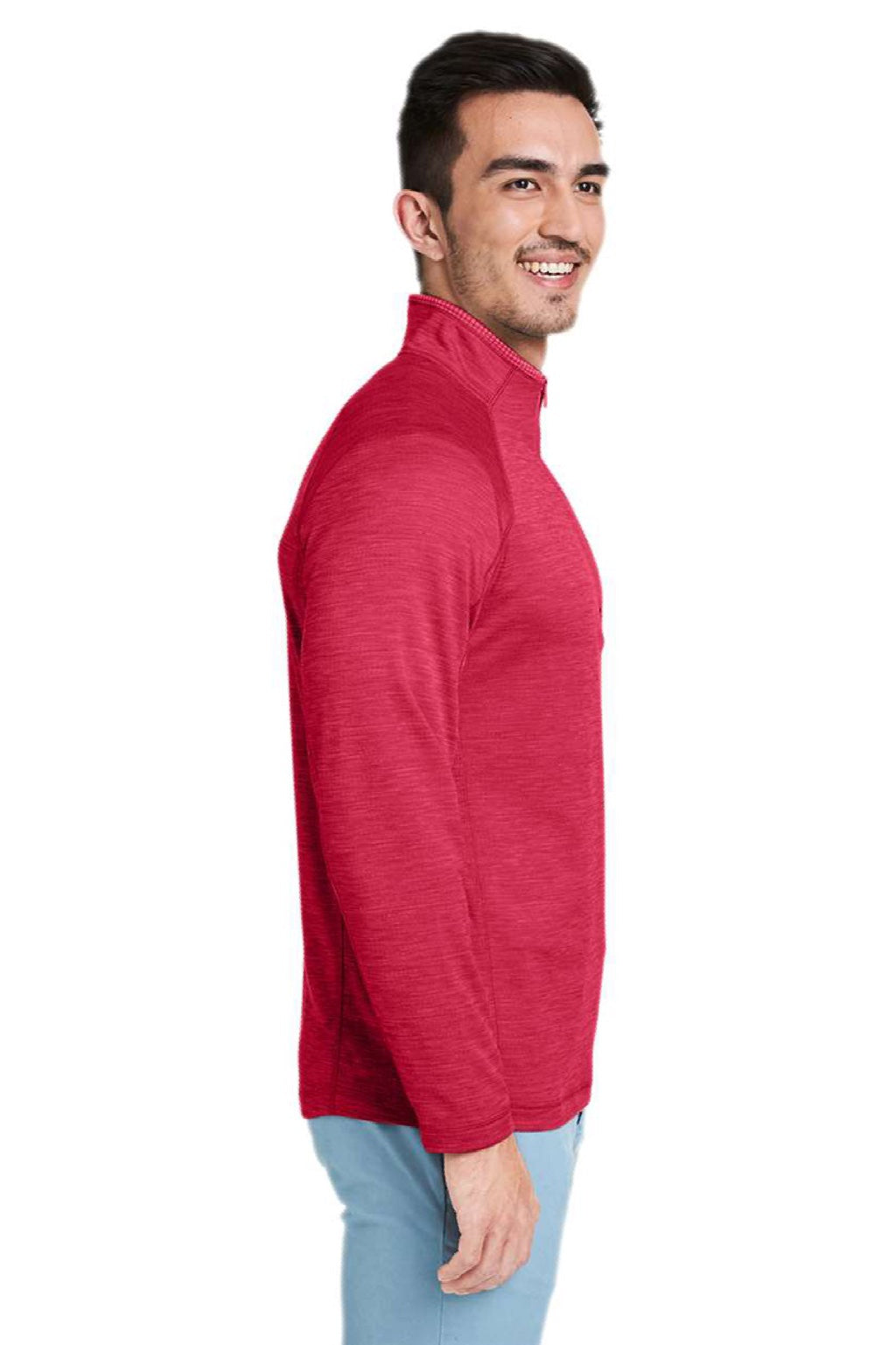 Vineyard Vines K002709 Mens Sankaty 1/4 Zip Sweatshirt Collegiate Red Model Side