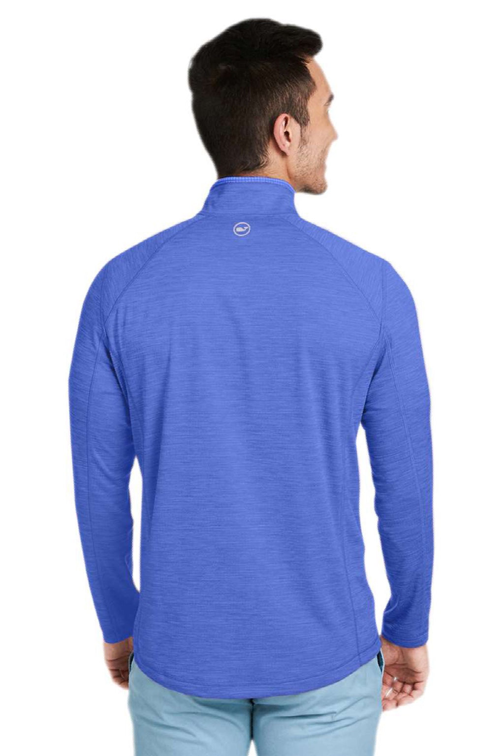 Vineyard Vines K002709 Mens Sankaty 1/4 Zip Sweatshirt Collegiate Royal Blue Model Back