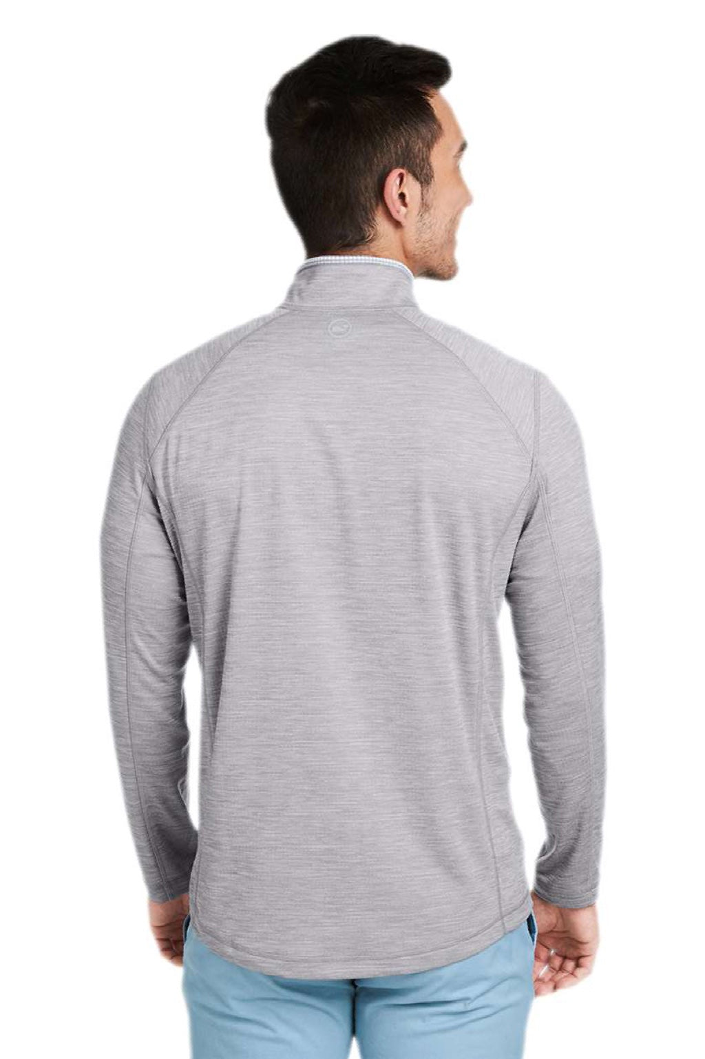 Vineyard Vines K002709 Mens Sankaty 1/4 Zip Sweatshirt Heather Grey Model Back
