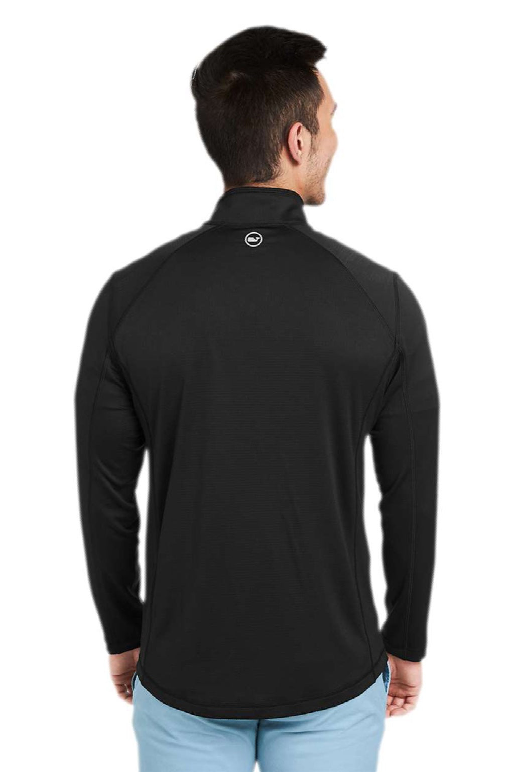 Vineyard Vines K002709 Mens Sankaty 1/4 Zip Sweatshirt Jet Black Model Back