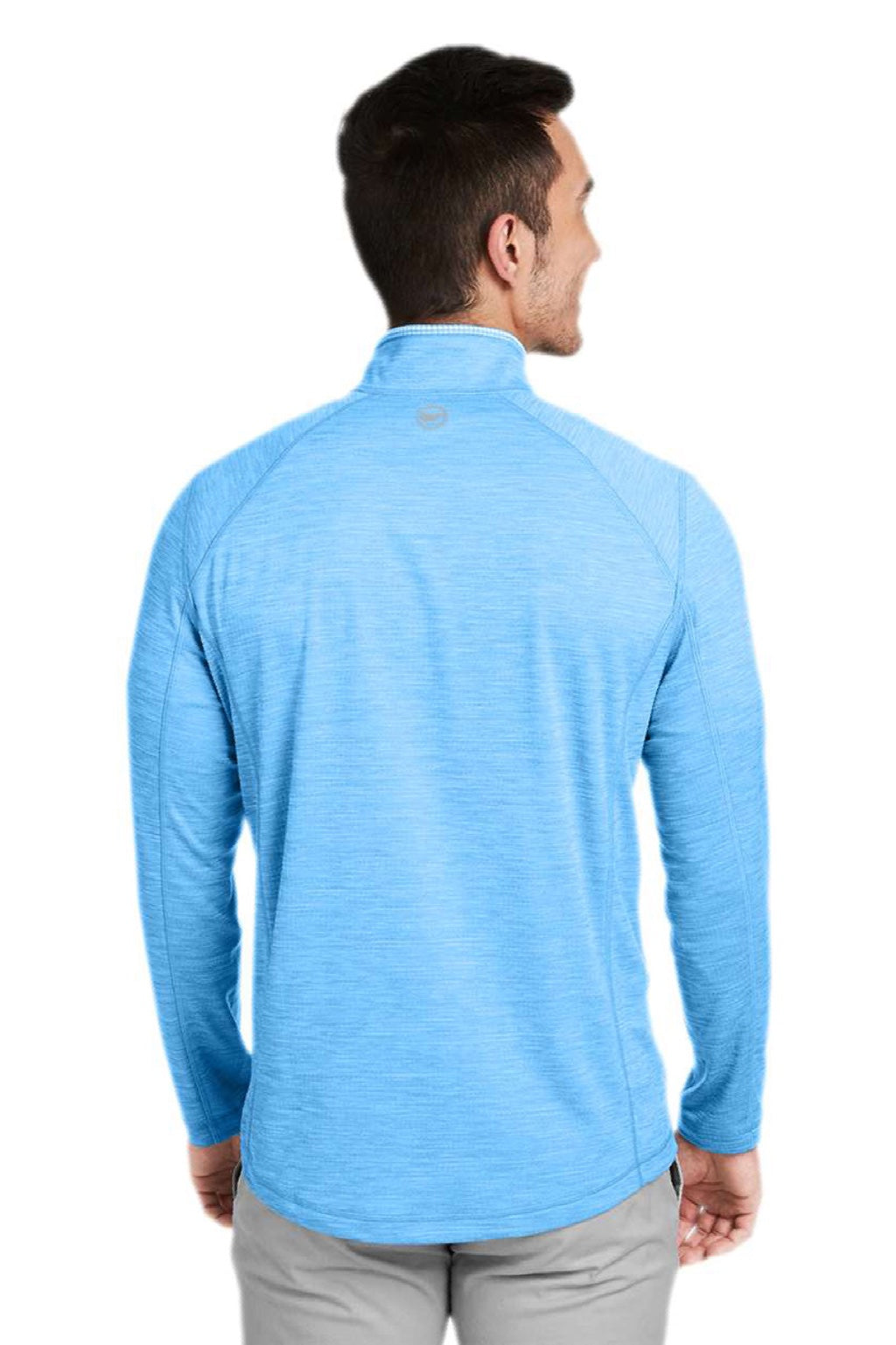 Vineyard Vines K002709 Mens Sankaty 1/4 Zip Sweatshirt Ocean Breeze Blue Model Back