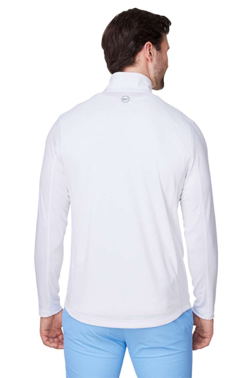 Vineyard Vines K002709 Mens Sankaty 1/4 Zip Sweatshirt White Cap Model Back
