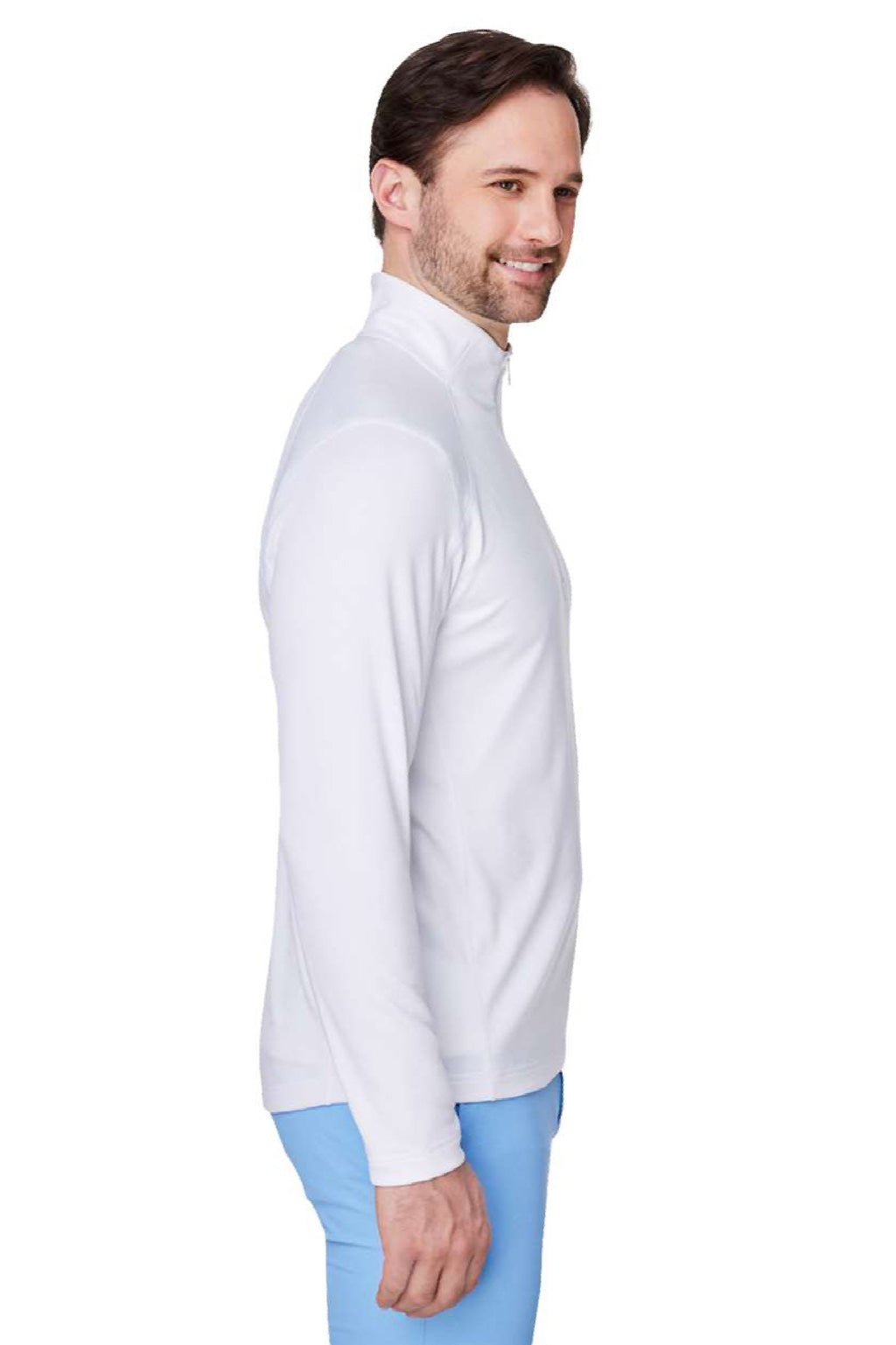 Vineyard Vines K002709 Mens Sankaty 1/4 Zip Sweatshirt White Cap Model Side