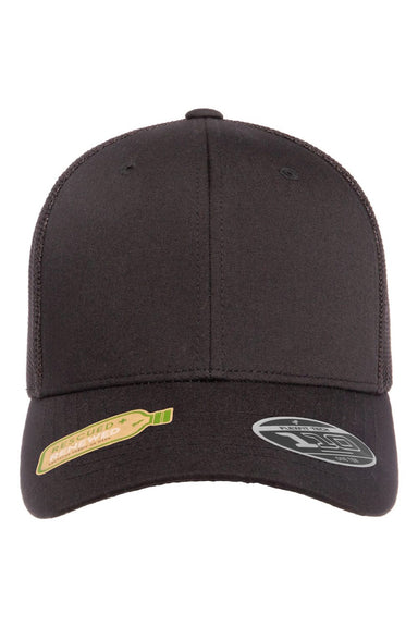 Flexfit Hats 110R Mens Recycled Mesh Flexfit Hat Black Flat Front