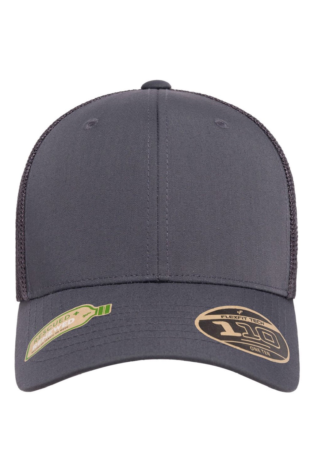 Flexfit Hats 110R Mens Recycled Mesh Flexfit Hat Charcoal Grey Flat Front