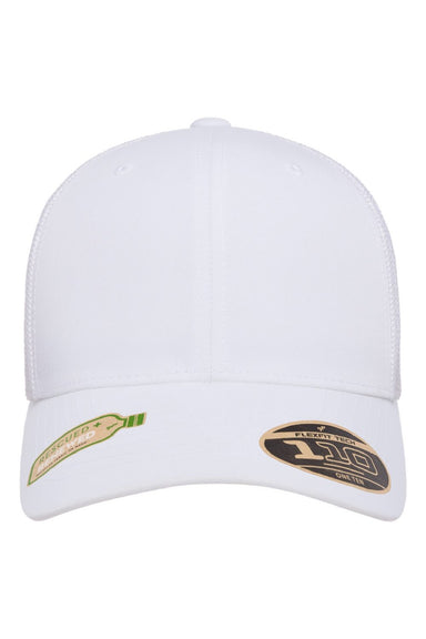 Flexfit Hats 110R Mens Recycled Mesh Flexfit Hat White Flat Front