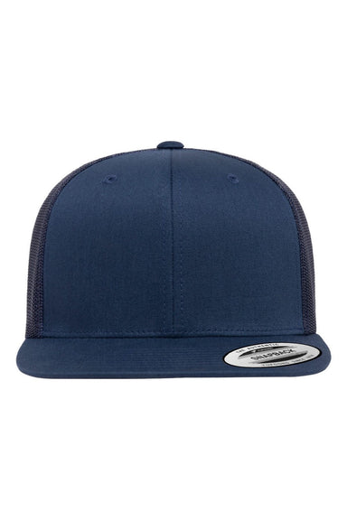 Yupoong Hats 6609 Mens Retro High Profile Snapback Trucker Hat Navy Blue Flat Front