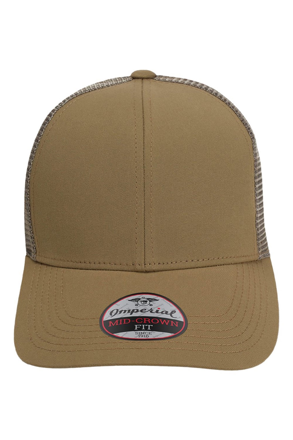 Imperial Hats 1988M Mens The Whitaker Mesh Adjustable Hat Khaki Brown Flat Front