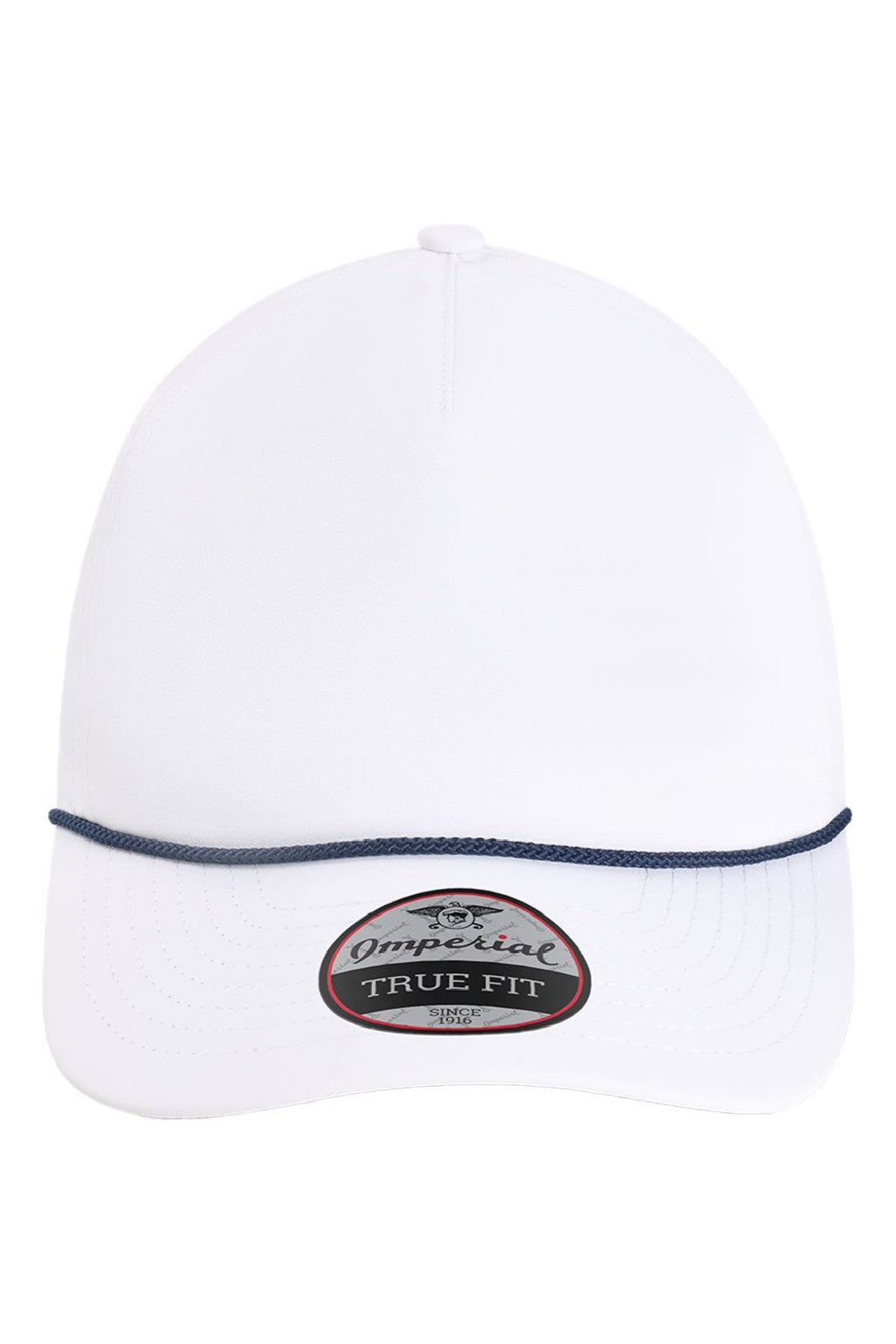 Imperial Hats 5054U Mens The Harrison Adjustable Hat White/Navy Blue Flat Front