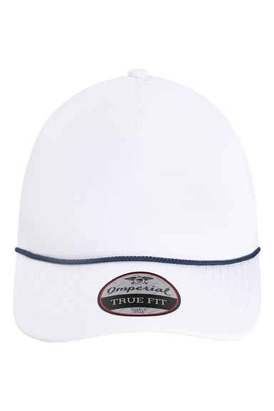 Imperial Hats 5054U Mens The Harrison Adjustable Hat White/Navy Blue Flat Front