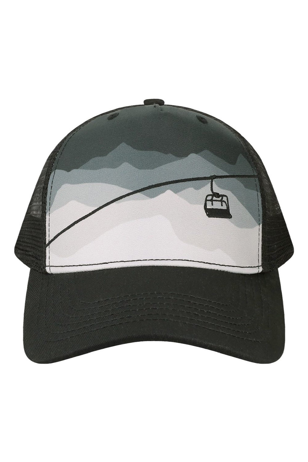 LOCALE Hats 5PTKR Mens Adjustable Trucker Hat Chairlift Flat Front