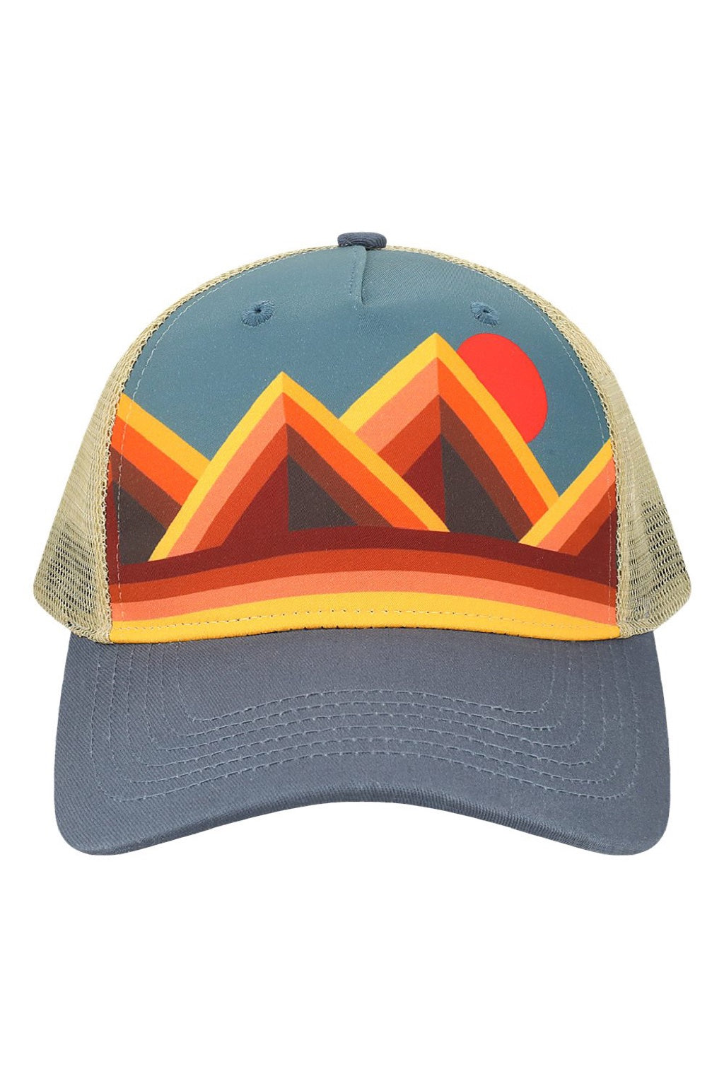 LOCALE Hats 5PTKR Mens Adjustable Trucker Hat Mountain Contours Flat Front