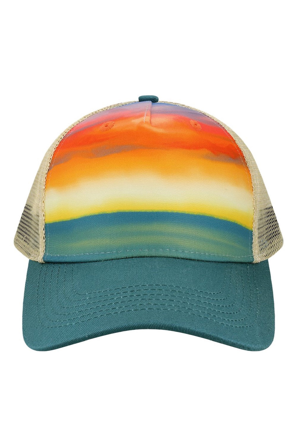 LOCALE Hats 5PTKR Mens Adjustable Trucker Hat Watercolor Sunset Flat Front