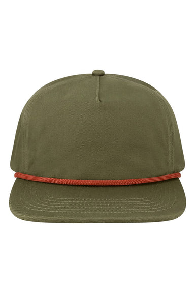 LOCALE Hats WILSON Mens Unstructured Snapback Rope Hat Olive Green Flat Front