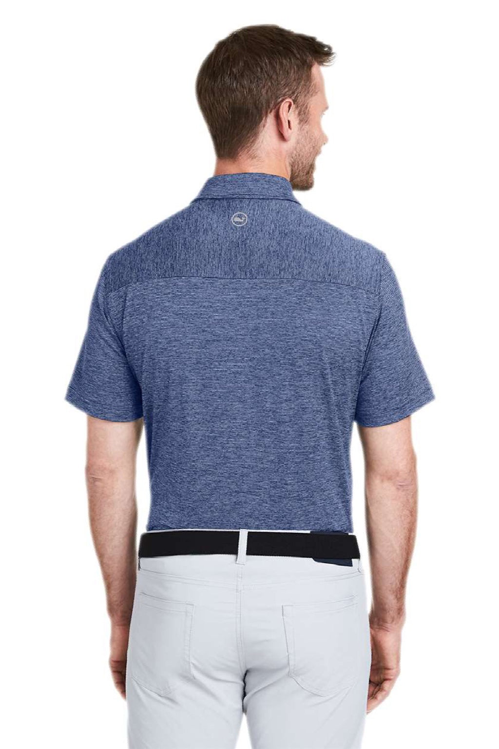 Vineyard Vines G011146 Mens Destin Stripe Sankaty Short Sleeve Polo Shirt Depth Blue Model Back
