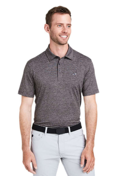 Vineyard Vines G011146 Mens Destin Stripe Sankaty Short Sleeve Polo Shirt Evening Sky Grey Model Front