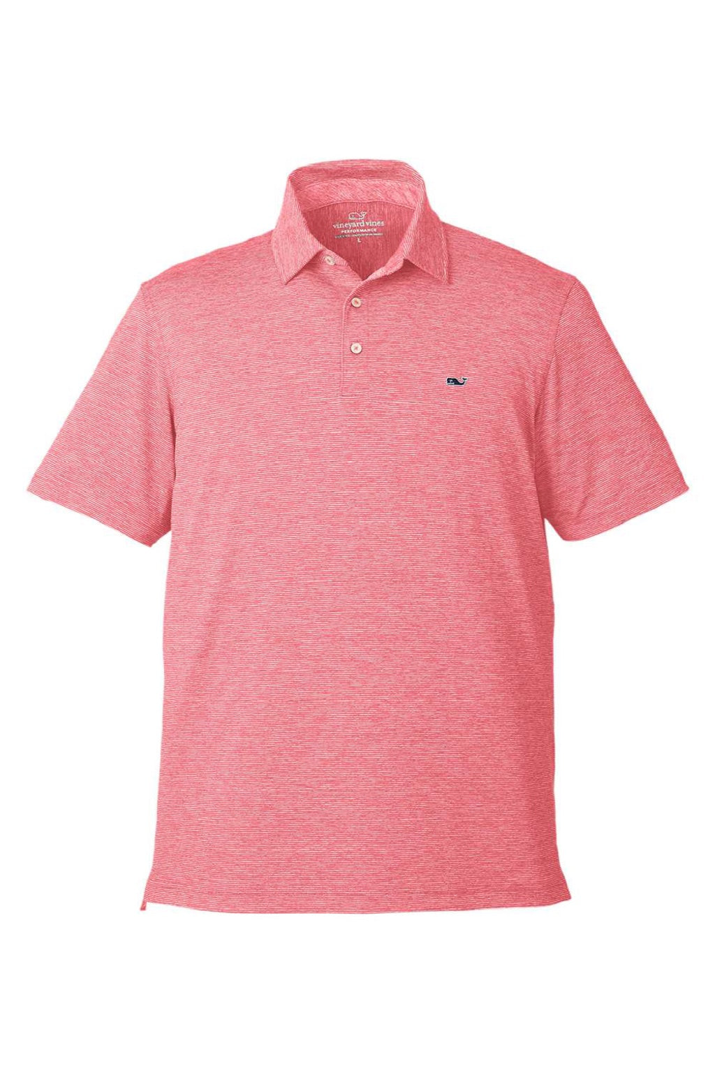 Vineyard Vines G011146 Mens Destin Stripe Sankaty Short Sleeve Polo Shirt Lobster Reef Pink Flat Front