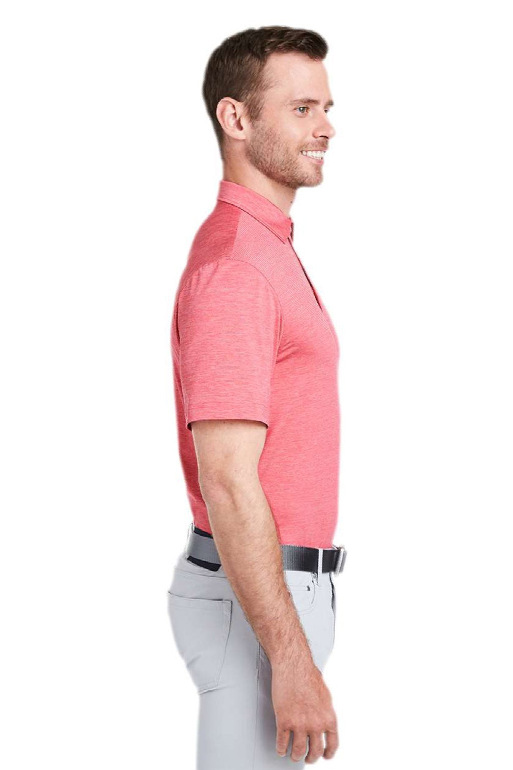 Vineyard Vines G011146 Mens Destin Stripe Sankaty Short Sleeve Polo Shirt Lobster Reef Pink Model Side