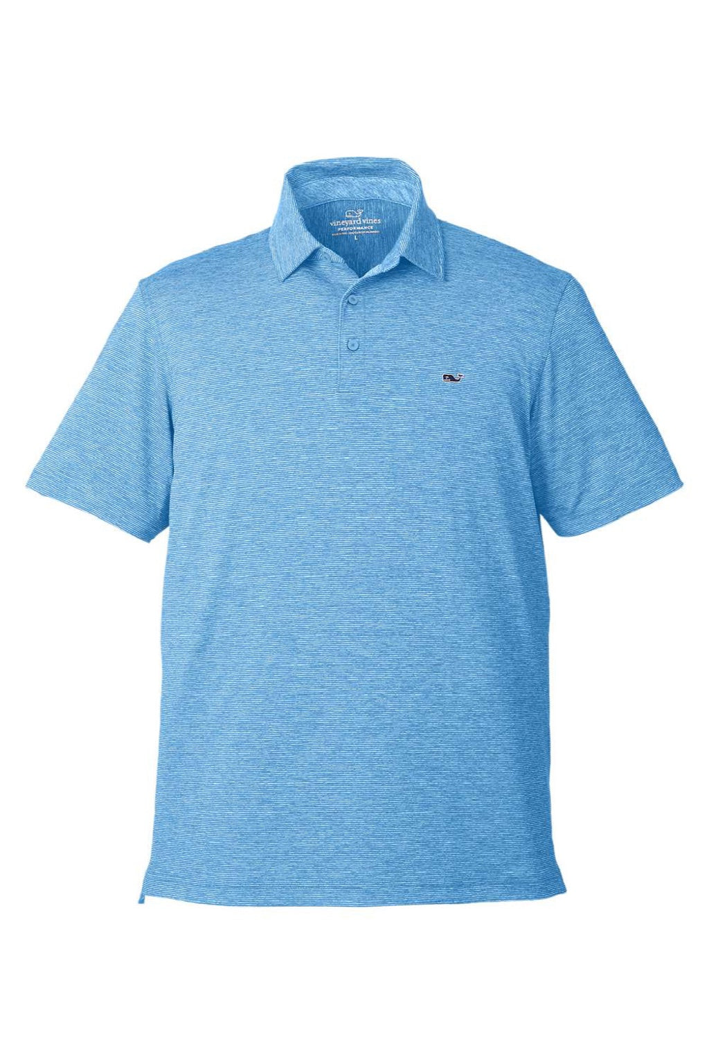 Vineyard Vines G011146 Mens Destin Stripe Sankaty Short Sleeve Polo Shirt Ocean Breeze Blue Flat Front