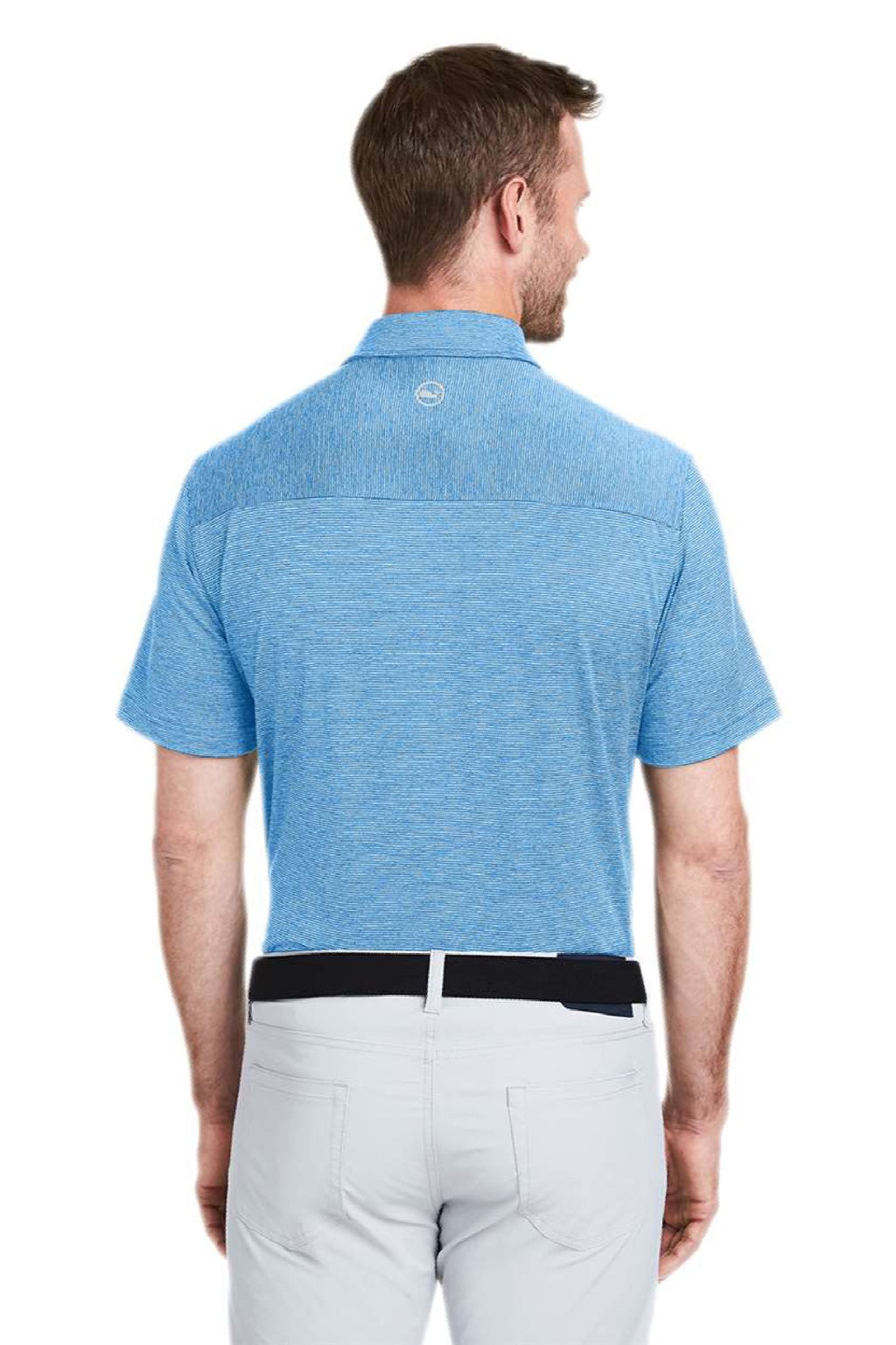 Vineyard Vines G011146 Mens Destin Stripe Sankaty Short Sleeve Polo Shirt Ocean Breeze Blue Model Back