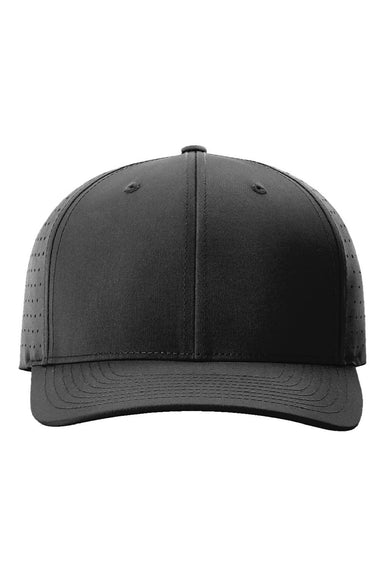 Richardson Hats 632 Mens Laser Perf R-Flex Snapback Hat Black Flat Front