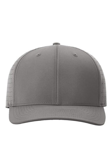 Richardson Hats 632 Mens Laser Perf R-Flex Snapback Hat Charcoal Grey Flat Front