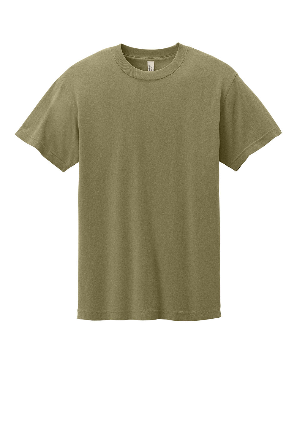 American Apparel 1301GD Mens Garment Dyed Short Sleeve Crewneck T-Shirt Faded Army Green Flat Front