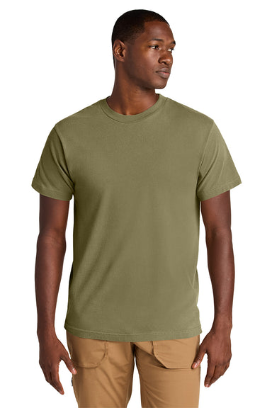 American Apparel 1301GD Mens Garment Dyed Short Sleeve Crewneck T-Shirt Faded Army Green Model Front