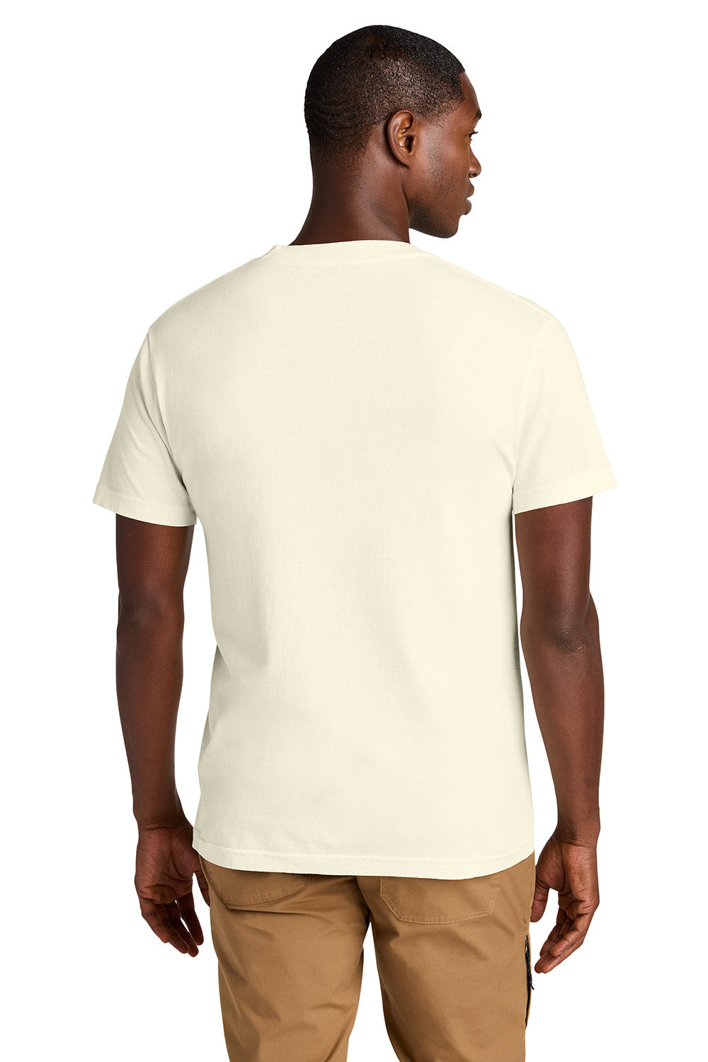 American Apparel 1301GD Mens Garment Dyed Short Sleeve Crewneck T-Shirt Faded Cream Model Back
