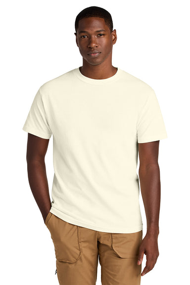 American Apparel 1301GD Mens Garment Dyed Short Sleeve Crewneck T-Shirt Faded Cream Model Front