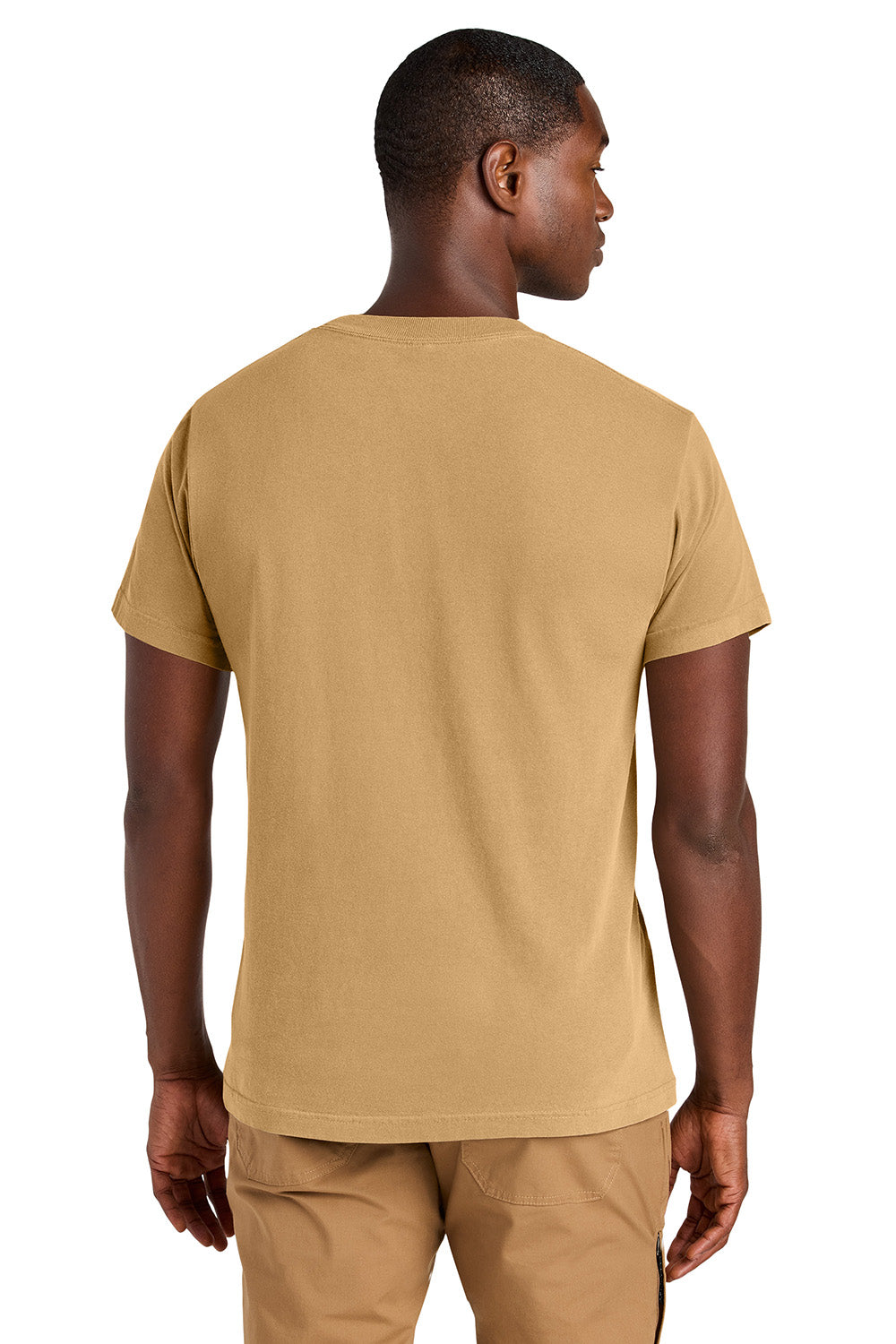 American Apparel 1301GD Mens Garment Dyed Short Sleeve Crewneck T-Shirt Faded Mustard Model Back