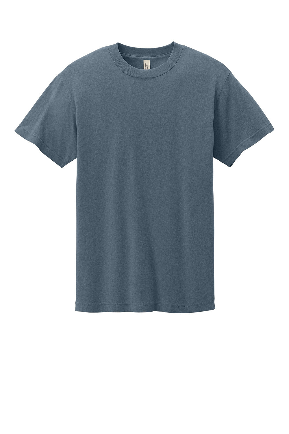 American Apparel 1301GD Mens Garment Dyed Short Sleeve Crewneck T-Shirt Faded Navy Blue Flat Front