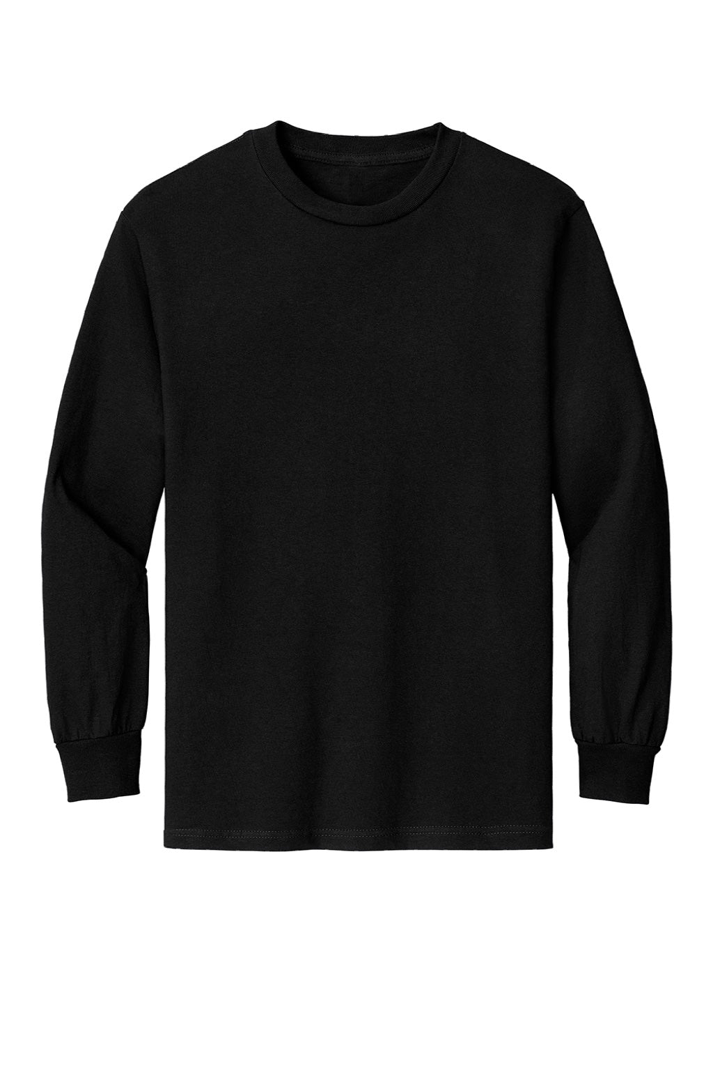 American Apparel 1304 Mens Long Sleeve Crewneck T-Shirt Black Model Flat Front