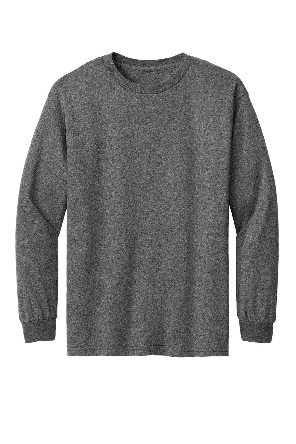 American Apparel 1304 Mens Long Sleeve Crewneck T-Shirt Heather Charcoal Grey Model Flat Front