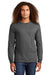 American Apparel 1304 Mens Long Sleeve Crewneck T-Shirt Heather Charcoal Grey Model Front