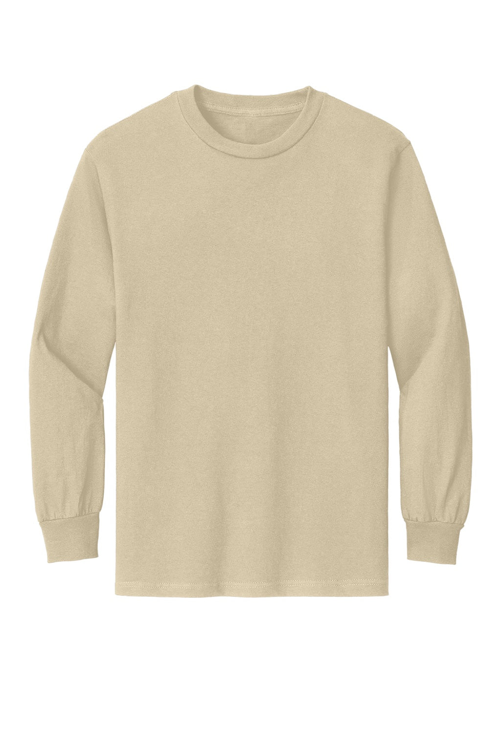 American Apparel 1304 Mens Long Sleeve Crewneck T-Shirt Sand Brown Model Flat Front