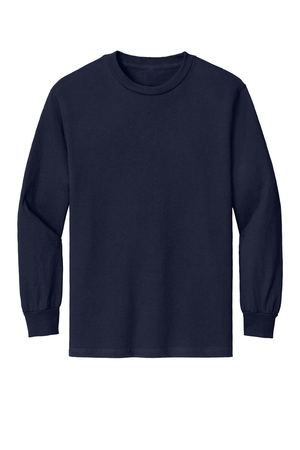 American Apparel 1304 Mens Long Sleeve Crewneck T-Shirt Navy Blue Model Flat Front