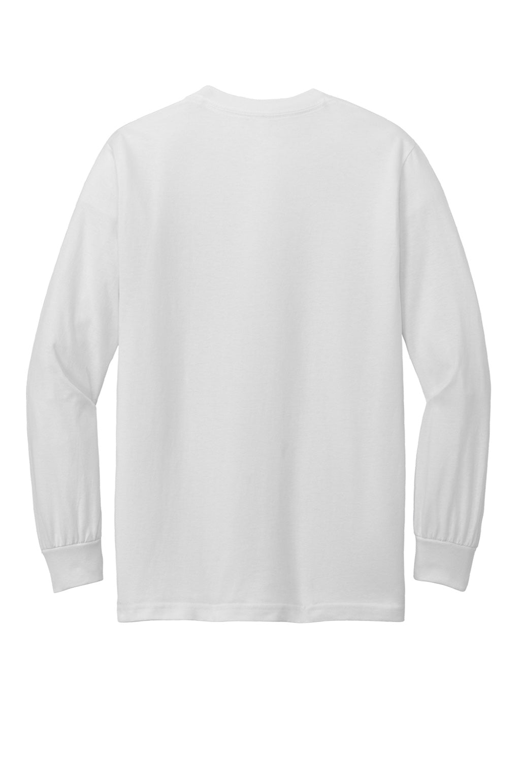 American Apparel 1304 Mens Long Sleeve Crewneck T-Shirt White Model Flat Back