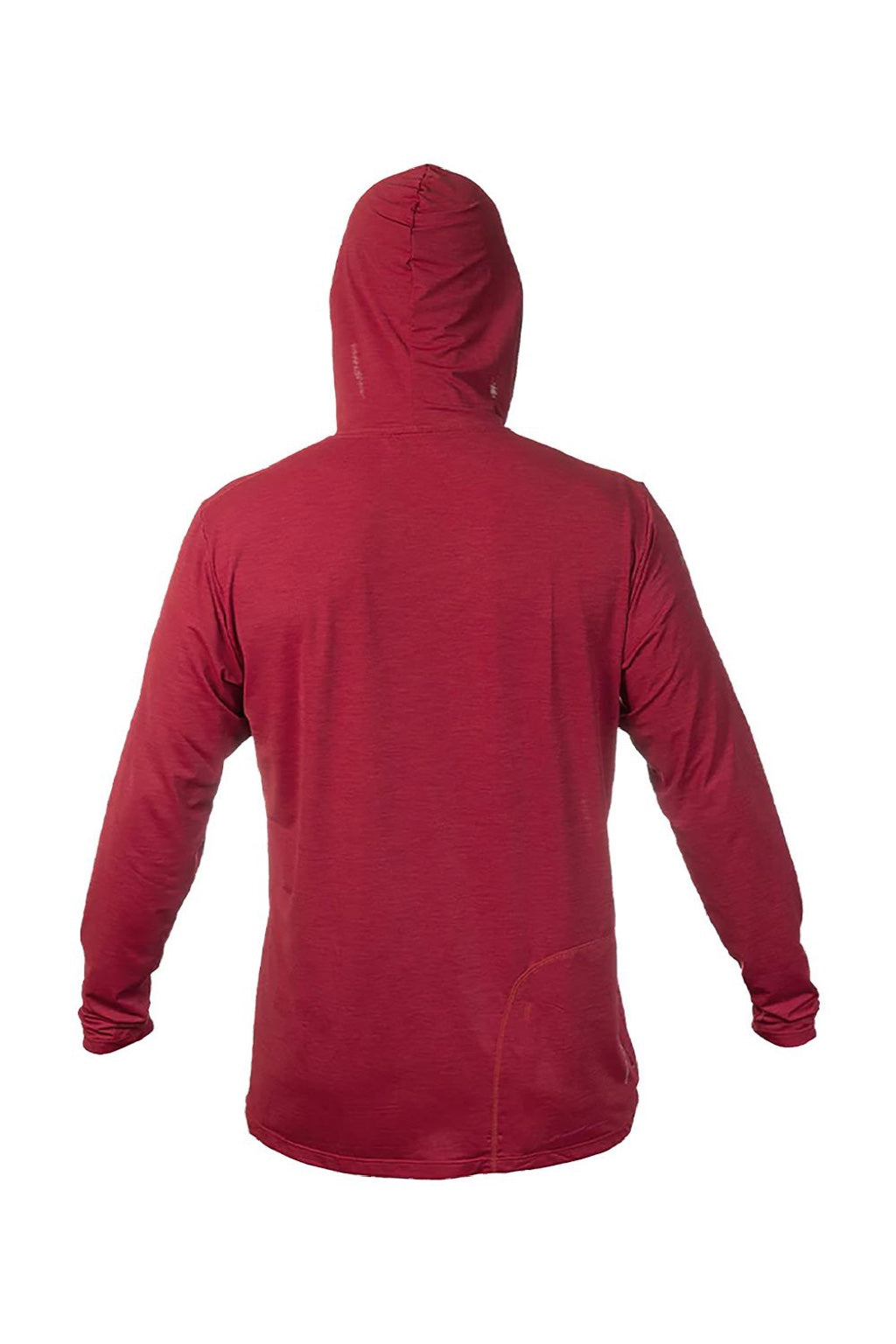 Anetik MVLPRH8 Mens Low Pro Tech Long Sleeve Hooded T-Shirt Hoodie Heather Pyro Red Flat Back