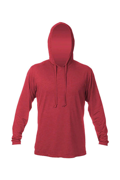Anetik MVLPRH8 Mens Low Pro Tech Long Sleeve Hooded T-Shirt Hoodie Heather Pyro Red Flat Front