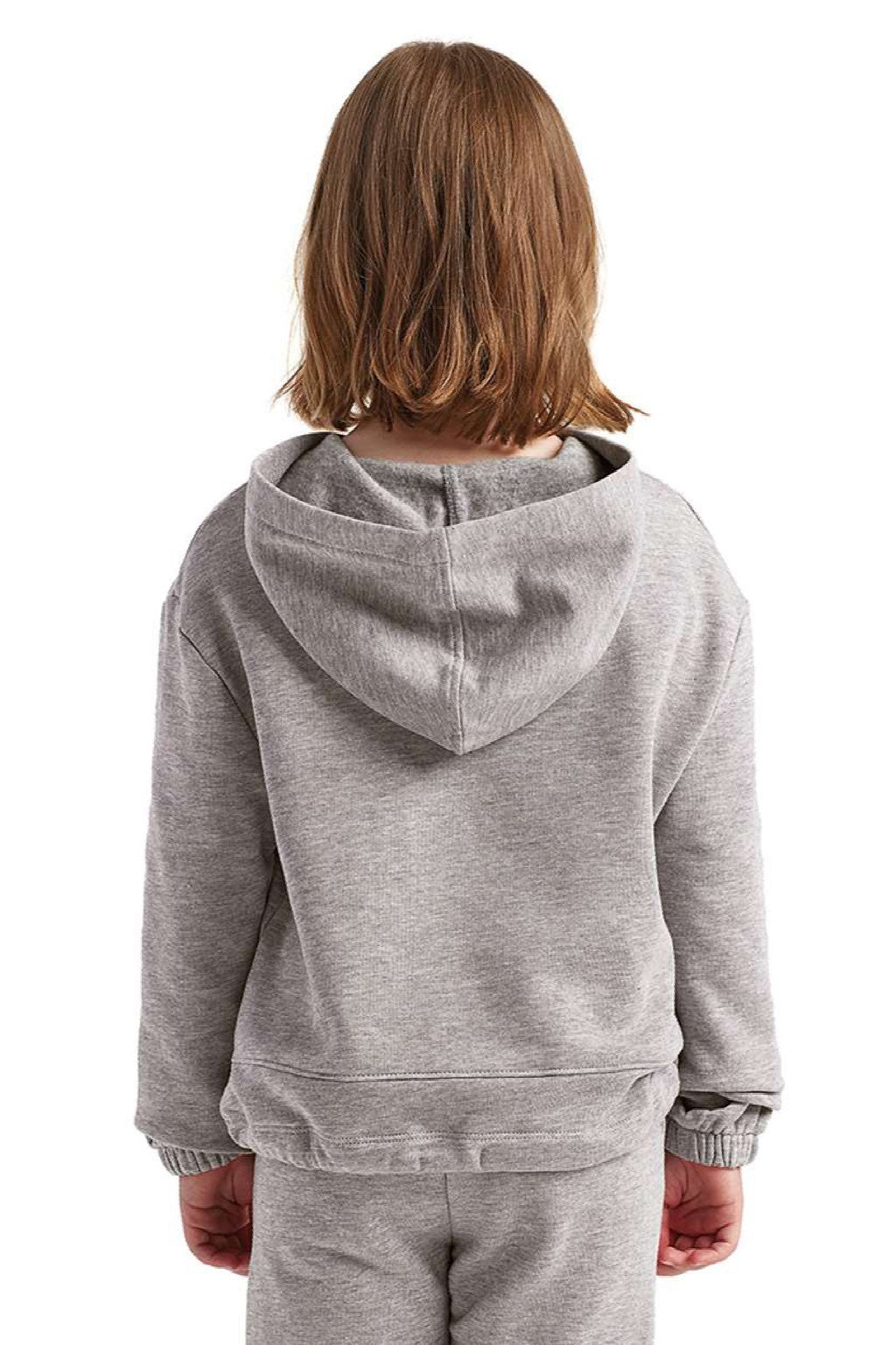 TriDri TD85B Youth Maria Hooded Sweatshirt Hoodie Heather Grey Model Back