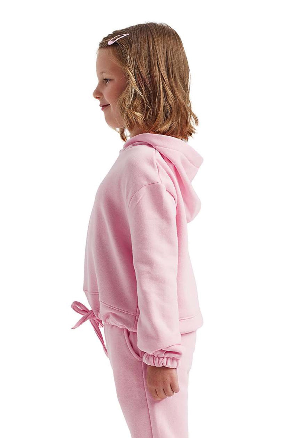TriDri TD85B Youth Maria Hooded Sweatshirt Hoodie Light Pink Model Side