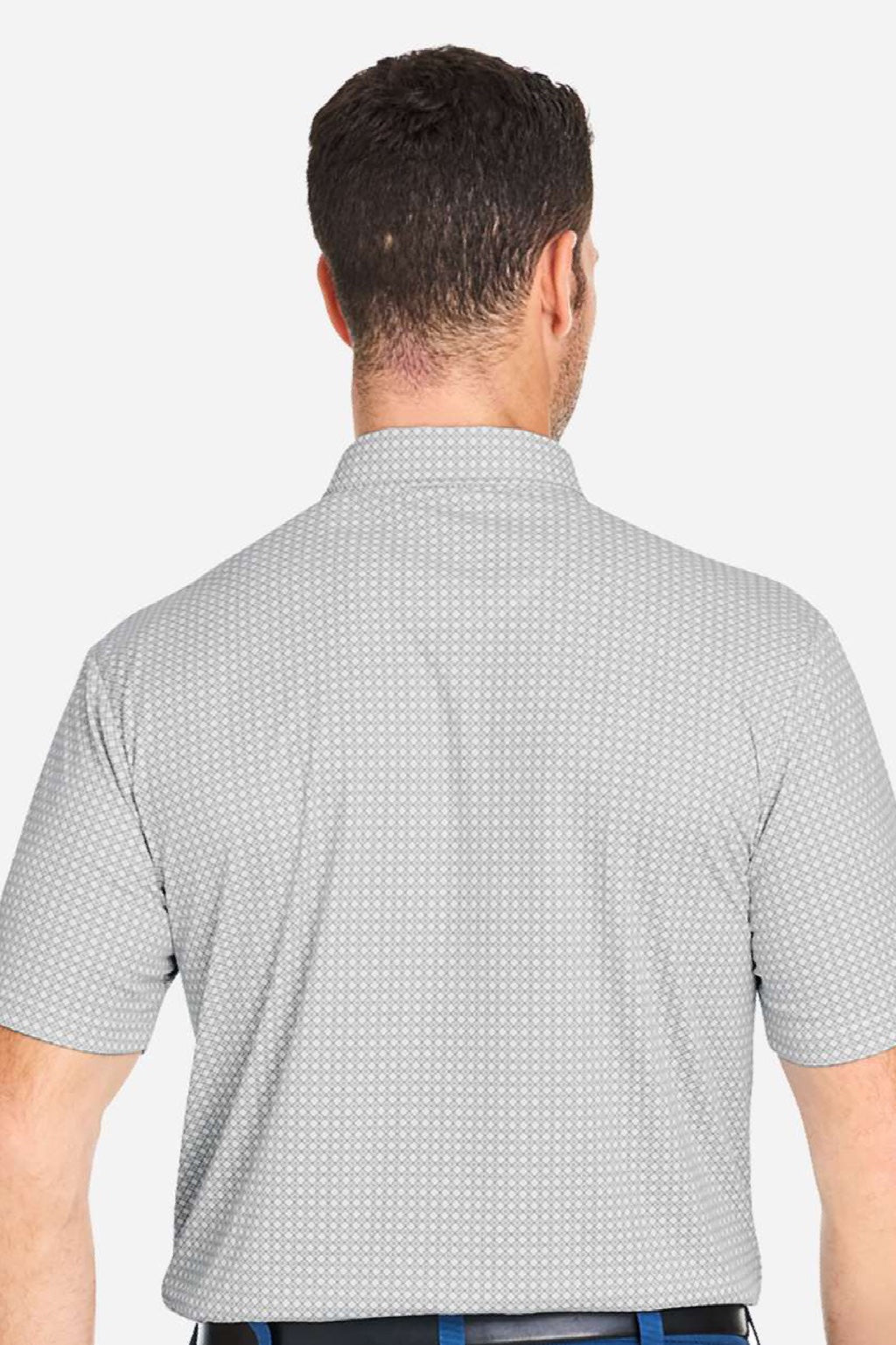 Swannies Golf SW2200 Mens Tanner Printed Short Sleeve Polo Shirt Olive Green Model Back