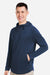 Swannies Golf SWI600 Mens Ivy Hooded Sweatshirt Hoodie w/ Pouch Pocket Navy Blue Model Side