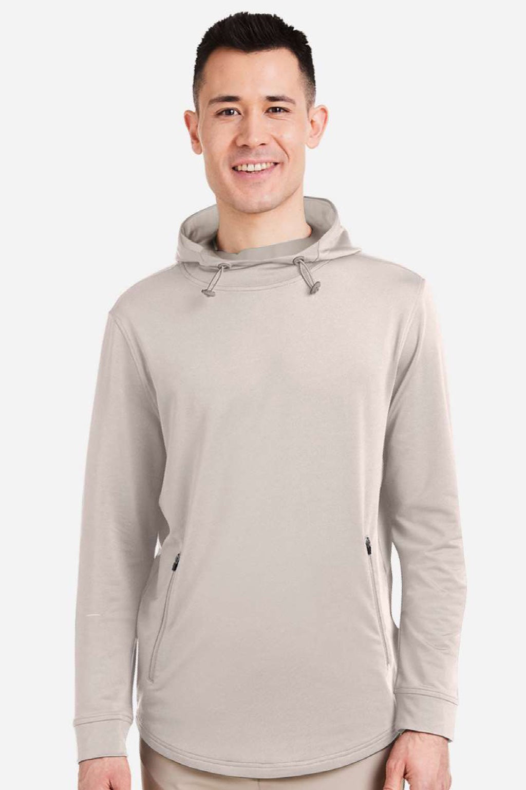 Swannies Golf SWI600 Mens Ivy Hooded Sweatshirt Hoodie w/ Pouch Pocket Tan Model Front