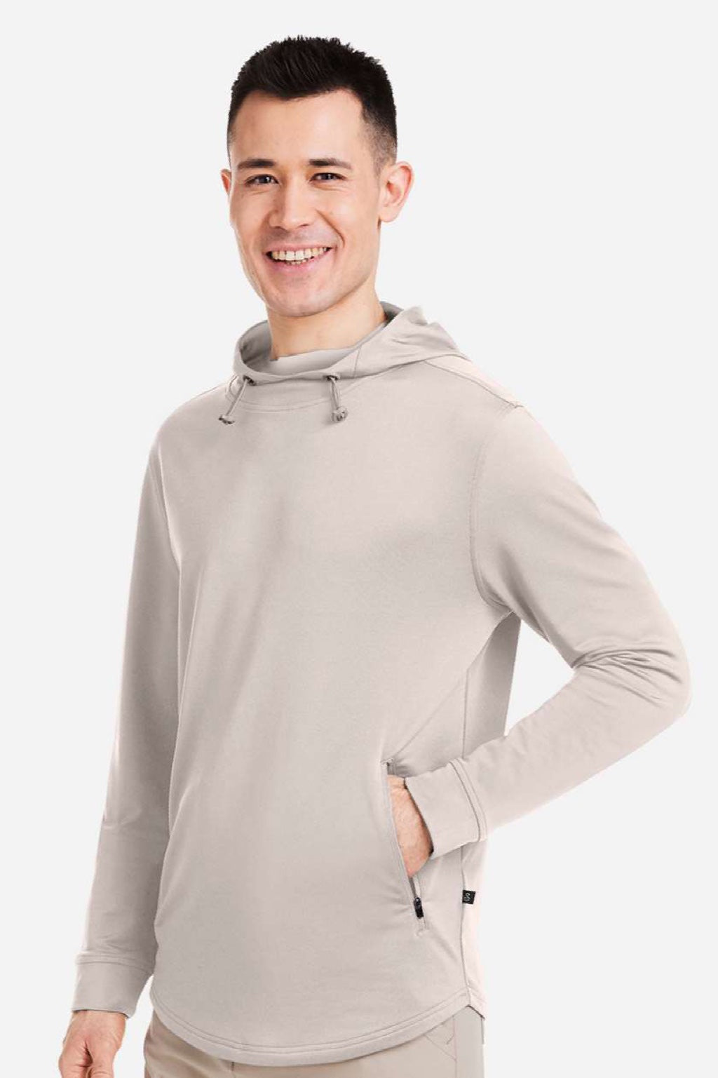 Swannies Golf SWI600 Mens Ivy Hooded Sweatshirt Hoodie w/ Pouch Pocket Tan Model Side