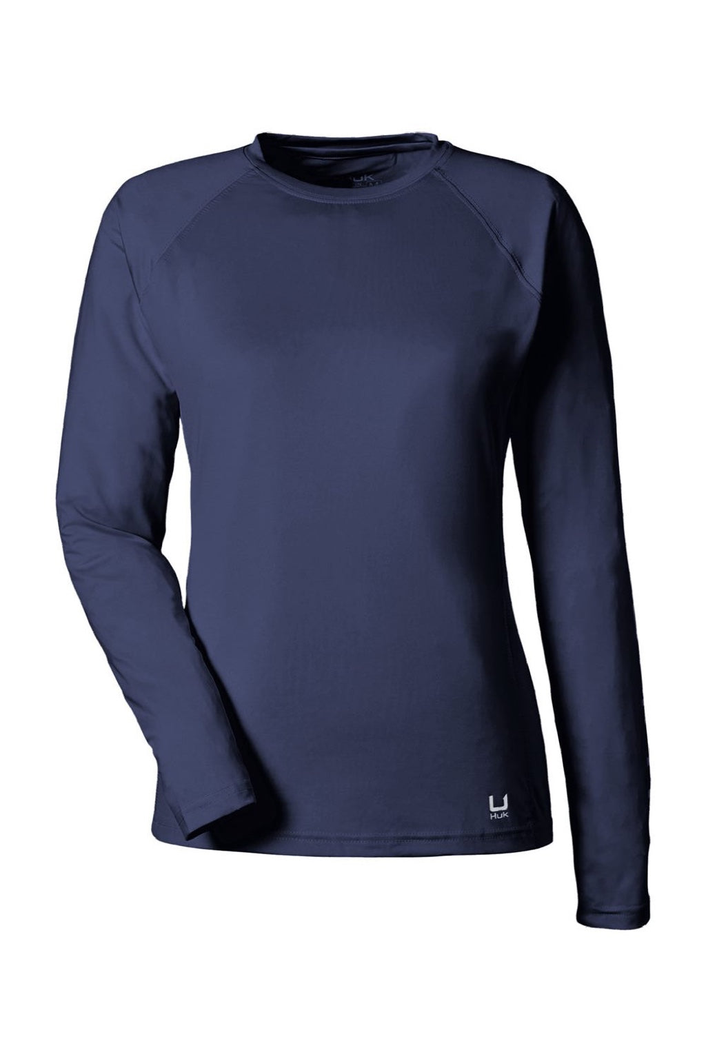 Huk H612L04 Womens LoPro Pursuit Long Sleeve Crewneck T-Shirt Naval Academy Blue Flat Front