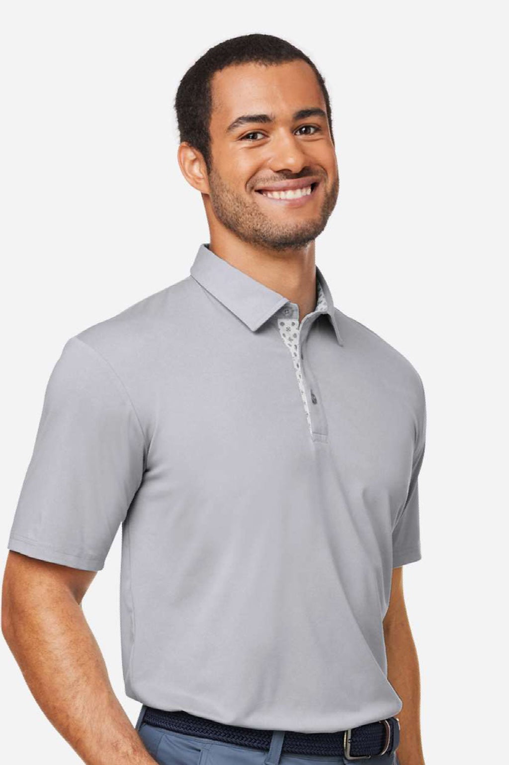 Swannies Golf SW2001 Mens James H Short Sleeve Polo Shirt Heather Grey Model Side